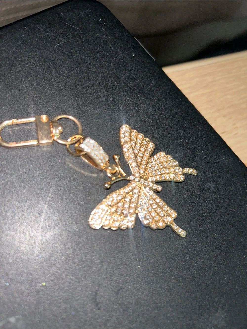 Gold Crystal Butterfly pendant/keycharm-